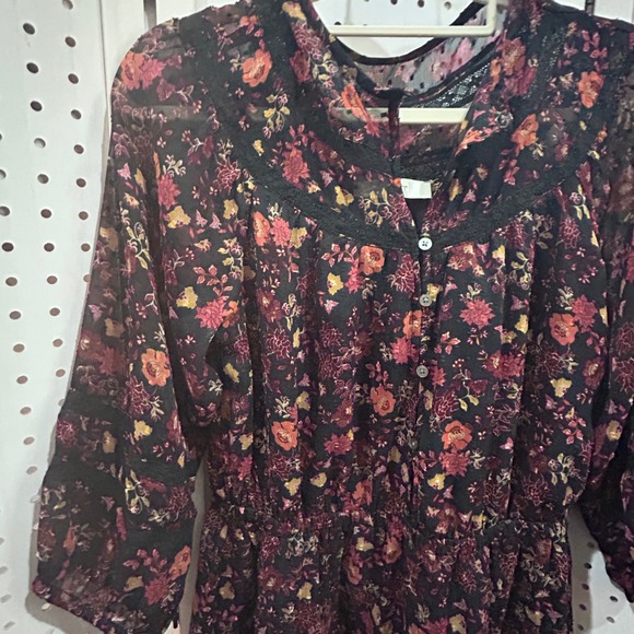 LOFT Floral Print Button Front V Neck Long Sleeve Sheath Dress Womens Medium - Picture 3 of 7